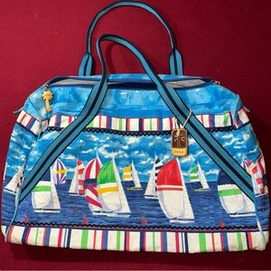 Paul Brent SAILBOAT BEACH Duffle BAG Panama City ARTIST Hand Painted Canvas 22”